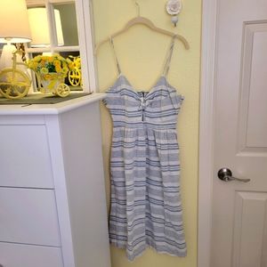 Rachel Roy Striped Linen Dress with Bow, Buttons, & Zipper
